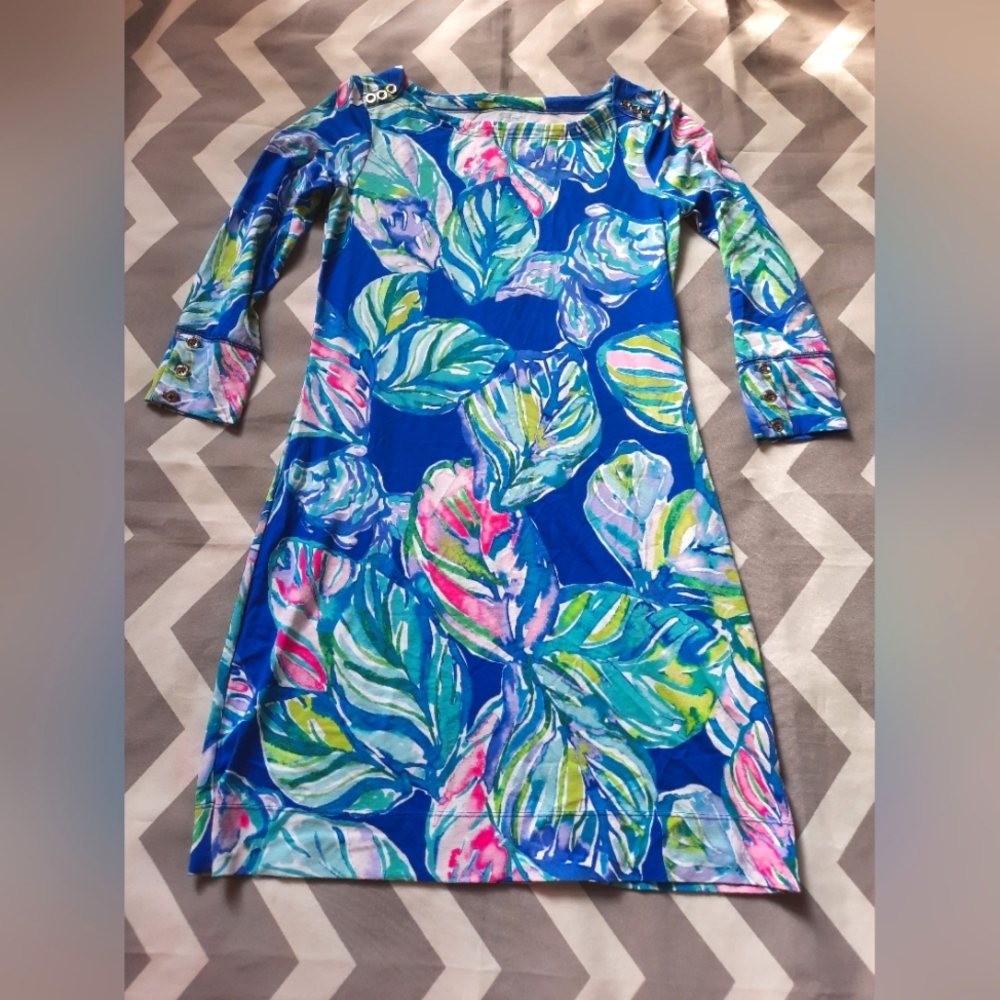 Lilly pulitzer dress XXS blue leaf